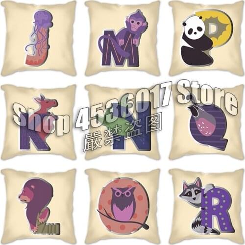English alphabet Decorative Pillowcases Polyester Crocodile bear cat dog elephant Throw Pillow Case Cover Pillowcase Home Decor