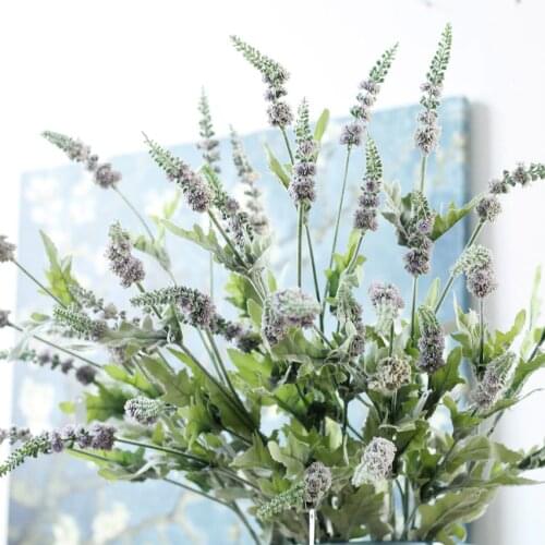 Vivid fuzzy Provence lavender decorative plastic Sage artificial flowers plants autumn home wedding decoration plant Wreaths