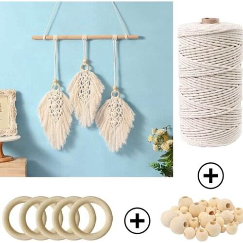 Wooden Beads Rings Sticks Macrame Supplies Best for Macrame Plant Hanger DIY Macrame Kits for Beginners Cotton Cord
