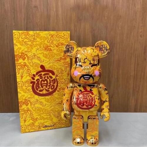Action Figures 28cm Bearbrickly 400% Gold Bear Dolls Pvc Street Art Collectible Models Toys To Friends Gifts Kaw