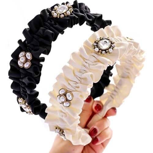 Ethnic Women Girls Scrunchies Hairband Headband Metal Flower Rhinestone Hair Accessories