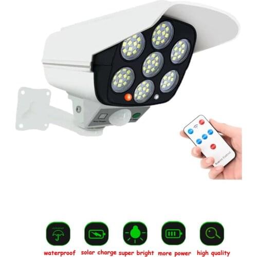 Remote Solar motion sensor lamp Powered Dummy Security Surveillance Waterproof Fake Camera Flashing Red LED Light Video Anti-the