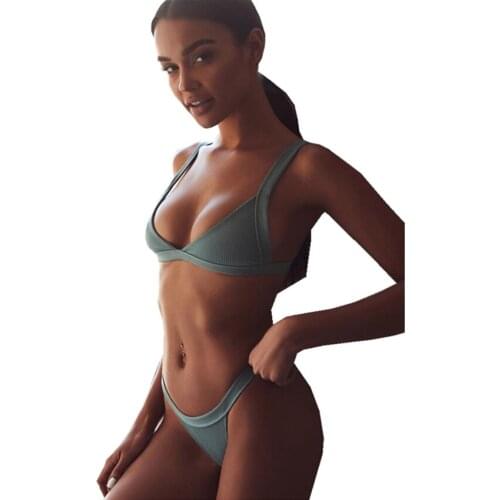 Hot-Selling Solid Push Up Bikini Womens Bikini Swimsuits Swimwear Swimsuit