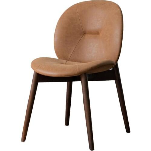 Imported Leather Solid Wood Fabric Leather Art Nordic Creative Design American Retro European Antique Single Dining Table Chair