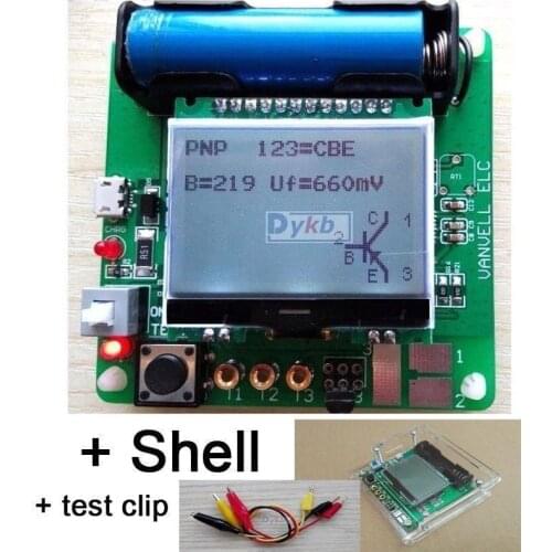 LCR ESR Meter Mega328 Digital Combo Transistor Tester Diode Triode inductor Capacitance resistor MOS/PNP/NPN + Test clip shell