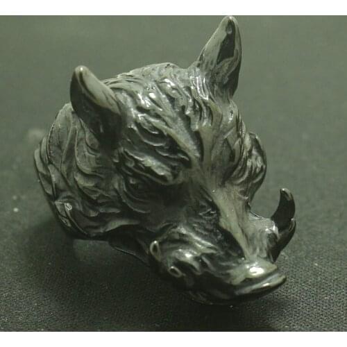 316L Stainless Steel Cool Black Boar Newest Ring For Hunting