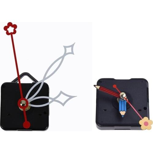 2 Set Quartz Silent Clock Movement Mechanism Flower Hand DIY Repair Part Kit Clock Movement Mechanism with White Hour Minute Red