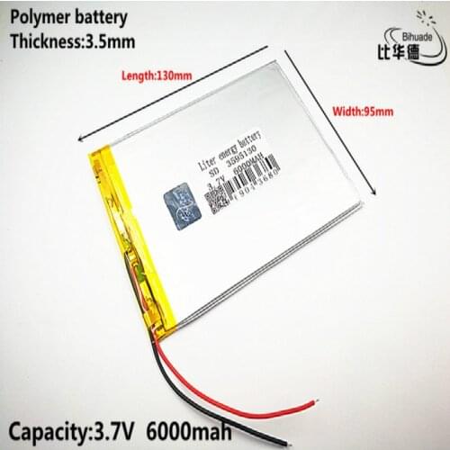 Liter energy battery Good Qulity 3.7V,6000mAH 3595130 Polymer lithium ion / Li-ion battery for tablet pc BANK,GPS,mp3,mp4