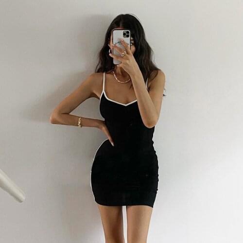DSMTRC 2021 Sleeveless Slip Bodycon Surround Pure Cotton Sexy Mini Dress Summer Women Fashion Streetwear Outfits Y2K Kpytomoa