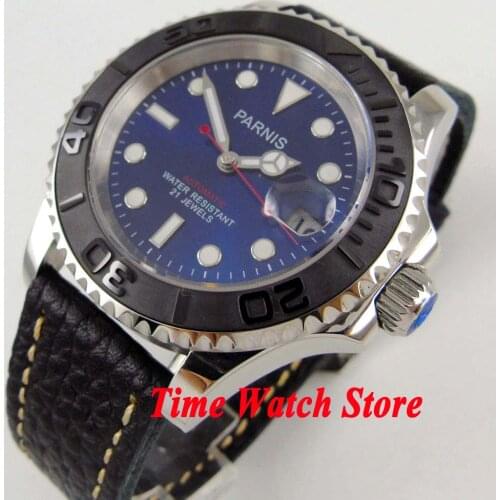 41mm Parnis miyota 8215 5ATM automatic mens watch Royal blue dial Sapphire glass date window P886