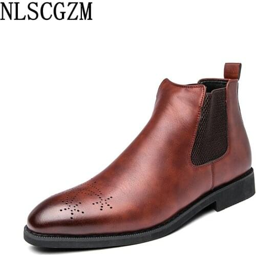 Chelsea Boots Men Ankle Boots for Men Male Business Leather Casual Shoes Luxury Designer Boots Zapatos De Vestir De Los Hombres