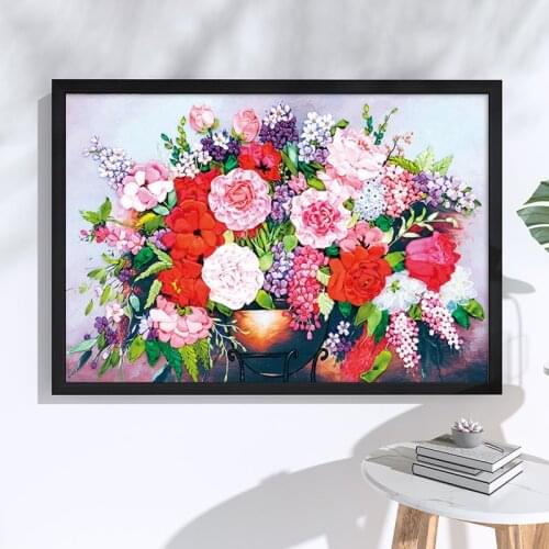 DIY Embroidery Flower Series Picture Ribbon Lace Painting Art Handwork Needlework Cross Stitch Kit Bedroom Decoration Friend Gif