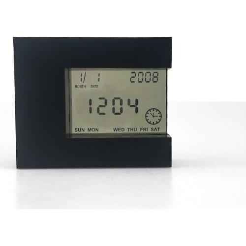 Table Clock Simple Four-Sided Clock Perpetual Calendar Countdown Temperature Rotation Induction Alarm Clock