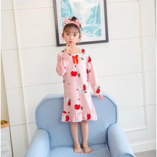 Girls Sleepwear Children Nightgown kids Pajamas For Girls Cotton Sleep Nightdress Girl Nightwear Cute Lace Sleeping Dress