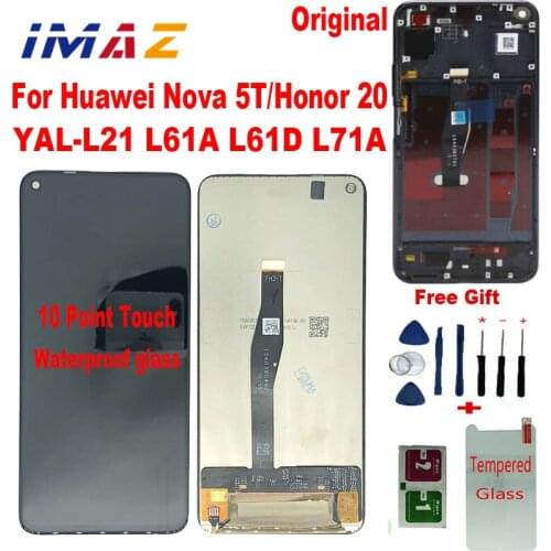 IMAZ Original for Huawei Nova 5T YAL-L21 L61A LCD Screen+Touch Display Digitizer Replacement for Huawei Nova 5t Honor 20 Display