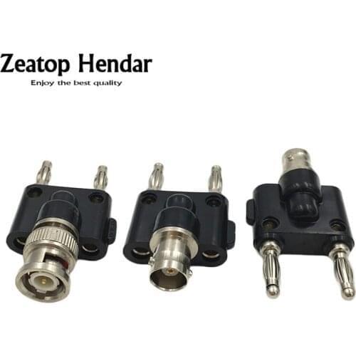 50Pcs BNC Male / Female to Two Dual Double Binding Post 4mm Banana Male Connector Plug Test Adapter
