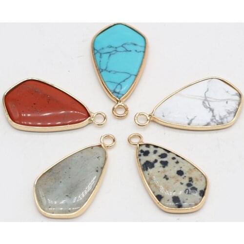 Natural Stone Pendants Waterdrop Shape Mixed Crystal Agate Stone Necklace Accessories Charm for Jewelry Making Bracelet Earrings