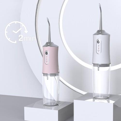 Portable Oral Irrigator USB Rechargeable 4 Nozzles Jet Water Flosser 3 Modes 300ML Water Tank Waterproof Teeth Cleaner