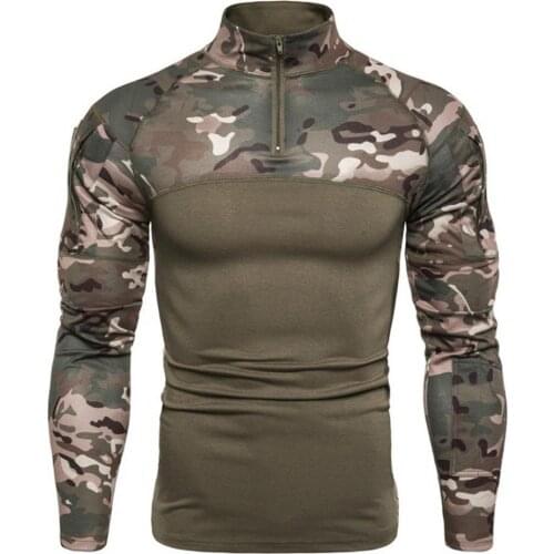 Shirt for men style Autumn Men shirt Camouflage Fashion Tight Stand Collar Combat Shirt for Autumn Men Clothing Army Green 3xl