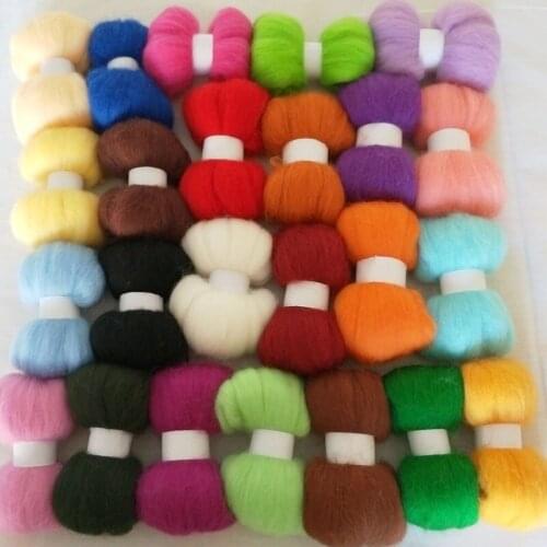 WFPFBEC 70S WOOL FOR FELTING sets wool fiber 10g/bag 24colors wool roving