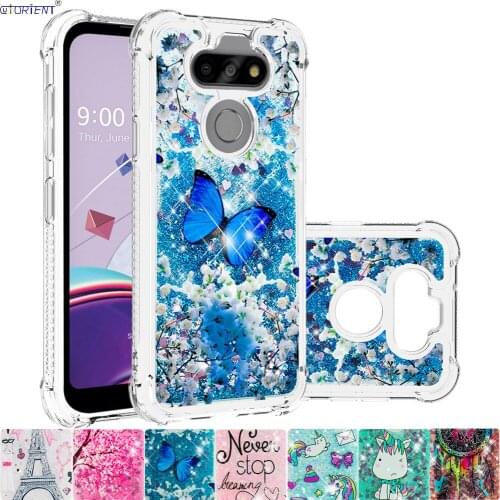For LG K31 Fortune 3 Aristo Phoenix 5 Cute Silicone Case K8X Tribute Monarch Risio 4 Glitter Flow Liquid Quicksand Bumper Cover