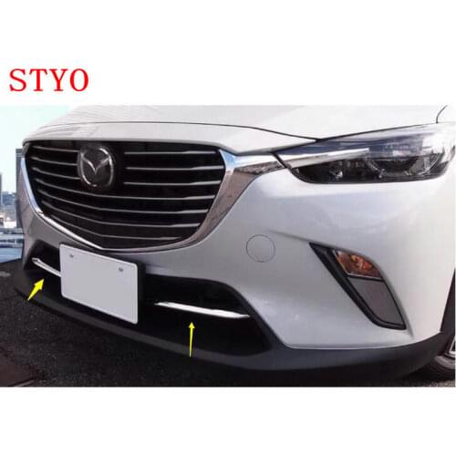 STYO Car ABS Chrome Front Head Grill Grille Bottom Decoration Strip Trim 2pcs For Mazda1 CX3 CX-3 2017 2018