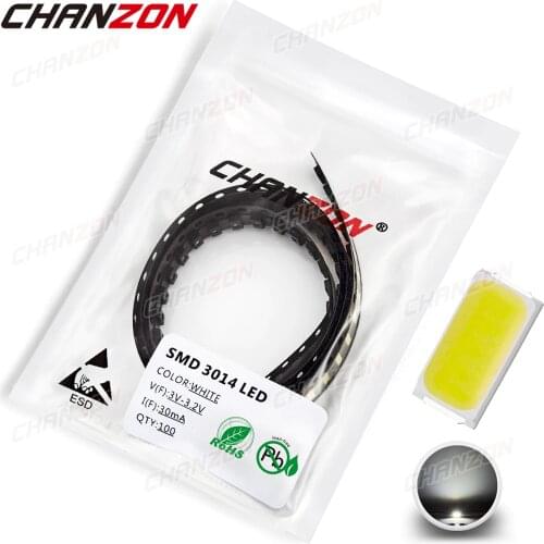 100pcs SMD 3014 LED Light Emitting Diode Lamp Chip White Color 0.1W 3V SMT Micro DIY PCB Circuit Surface Mount Emmiting Beads