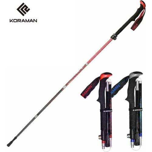 Walking Stick Carbon Fibers Folding Stick 5 Sections Climbing Ultralight Telescopic External lock Outdoor Hiking