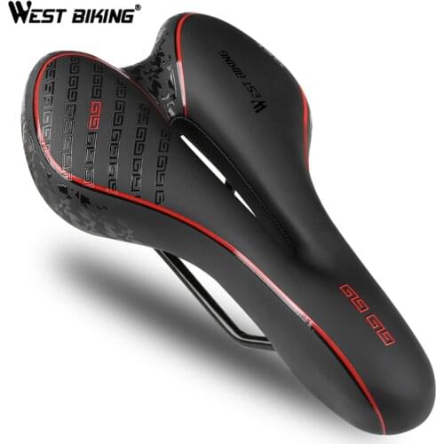 WEST BIKING Bike Saddle MTB Mountain Road Bicyle Seat Hollow PU Leather Shock Absorbing Front Cushion Comfortable Cycling Saddle