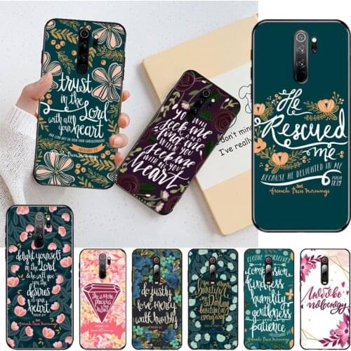 YJZFDYRM Bible Quotes Soft Phone Case Cover for Redmi Note 9 8 8T 8A 7 6 6A Go Pro Max Redmi 9 K20