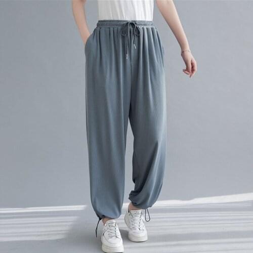 Women Casual Pants New Arrival 2021 Simple Style Solid Color Loose Comfortable Female High Waist Straight Trousers S3793