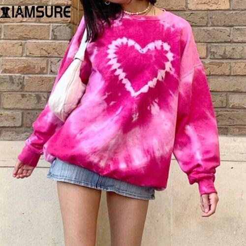 Tie Dye Sweatshirt Long Sleeve Crop Top Ladies O-neck Oversize Casual Loose Pullover Women Clothing 2020 Korean Vintage Coat