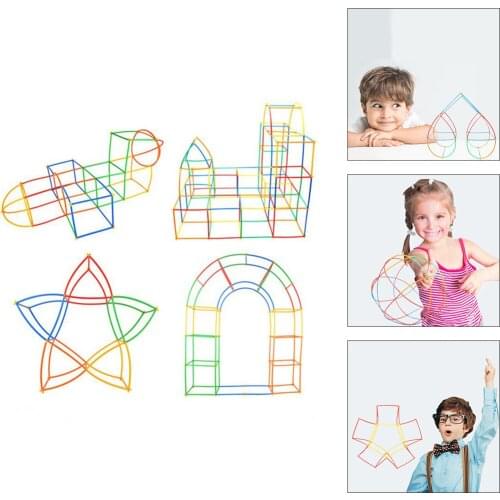 100pcs Straw Constructor Kit Construction Fort Building Toy Development Game