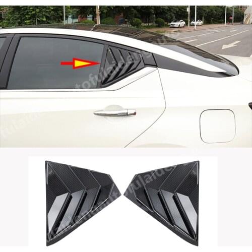 2pcs For Nissan Teana Altima 2019-2020 Carbon fiber Black Rear Louver Window Scoop Side Louver Spoiler Wing Cover trim