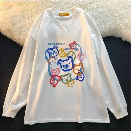 2021 Summer New Womens Sweatshirt Printed Long Sleeve Round Neck Simple All-match Sweatshirt Wn