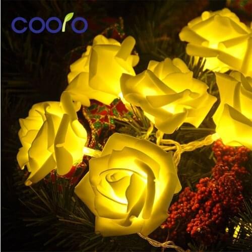 20LED Rose Flower Led Christmas Lights NewYear Wedding Christmas Decoration For Home String Fairy Light 2.2M Battery Operated