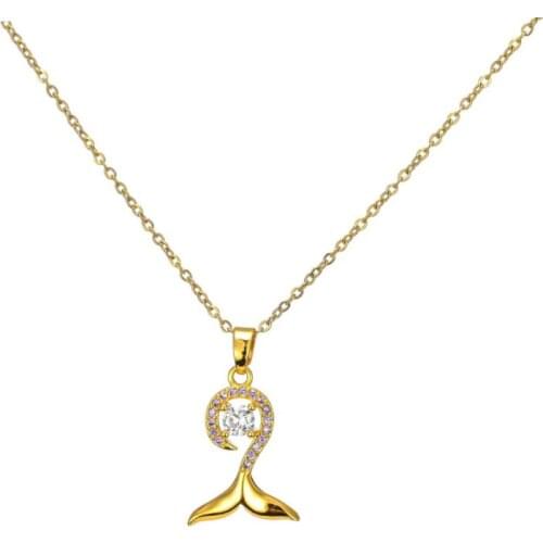 316L Stainless Steel Fashion Fine High-end Jewelry Embedded Zircon Mermaid Tail Whale Collier Necklaces Pendants For Women