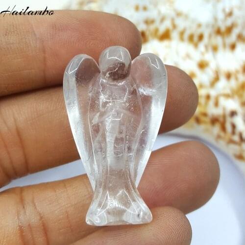 5pcs Natural Rock Crystal Bead Standing Angel Statue Carved Angel Wing Figurine Pendant Classic Perfect Jewelry for Gift TS09A