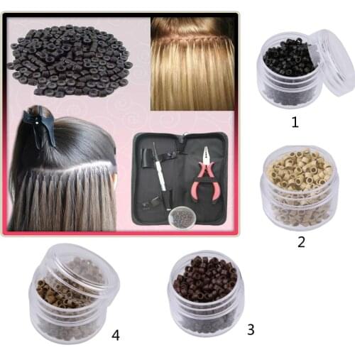 500pcs/bottle Silicone Micro Link Rings 5mm Nano Lined Beads for Hair Extensions Beads Hair Rings Hair Extension Tools