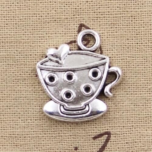 6pcs Charms A Cup Of Coffee 25x22mm Antique Tibetan Pendant Findings Accessories DIY Vintage Choker Handmade Jewelry