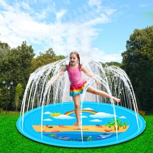 67 inch Inflatable Sprinkler Play Mat Rainbow Splash Pad Wading Pool Kids Babies Toddlers Outdoor Fun Water Toys