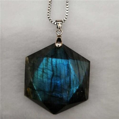 A++ Natural Moonstone Stone Quartz Pendants, Labradorite Large Satellite Pendant, Men Fashion Jewelry Pendant With Chain