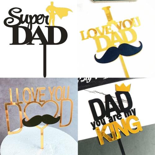 Acrylic Super Dad Cake Topper Happy Fathers Day Cake Topper Best Daddy Fathers Birthday Cupcake Topper Party Cake Decorations