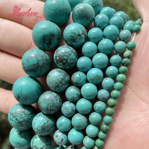 Natural Turquoises Round 4/6/8/10/12mm Spacer Stone Beads For DIY Necklace Bracelets Jewelry Making Strand 15" Free Shipping