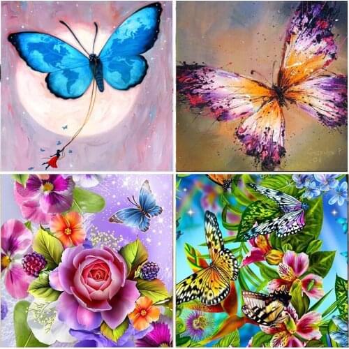 Colorful flowers butterfly Diamond Painting Kit Gift Full Square Design Home Decor Embroidery Round Drill Display Animal Stitch