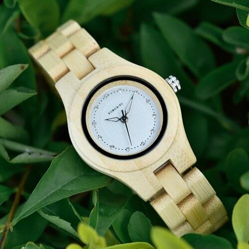 BOBO BIRD Ladies Luxury Watches Bamboo Wooden Fashion Unique Women Quartz Wrist Watch relogio feminino with Diamond
