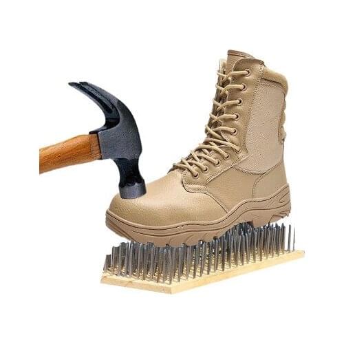 Genuine Leather Steel Toe Cap Desert Military Tactical Boots Men Wear Waterproof Non-slip Indestructible Work Safety Shoes Men