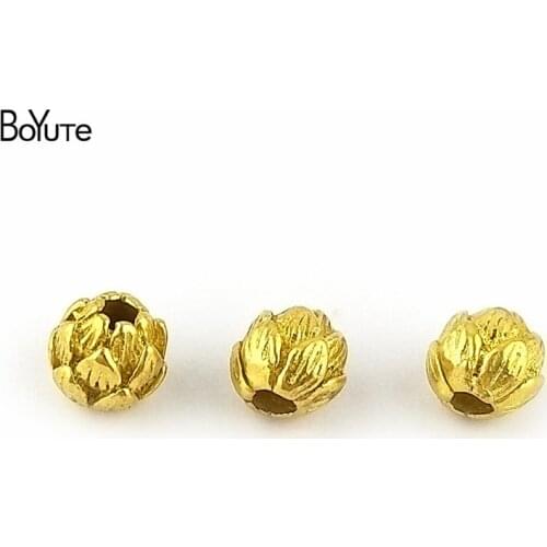 BoYuTe Wholesale (10 Pieces/Lot) 8MM Metal Brass Ball Lotus Beads Diy Jewelry Accessories for Bracelet Necklace Making