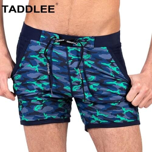 Taddlee Brand Sexy Men Swimwear Swimsuits Swimming Boxer Brief Bikini Board Shorts Long Gay Pockets Surfing Trunks Bathing Suits