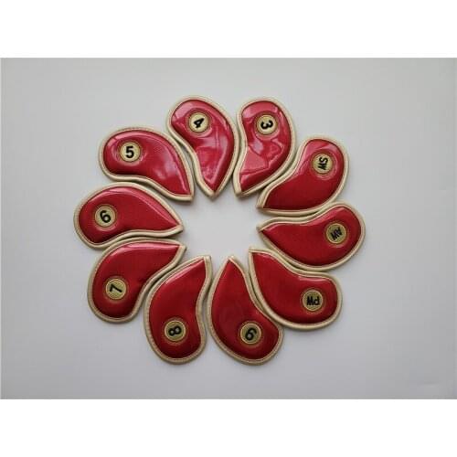 Brand New Golf Head Cover Golf Irons Head Cover 3-9PAS Red Patent Leather Golf Irons Head Cover Free Shipping